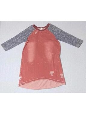 Hayden Los Angeles Oversized Tunic Top Womens Size Medium Distressed Red And...